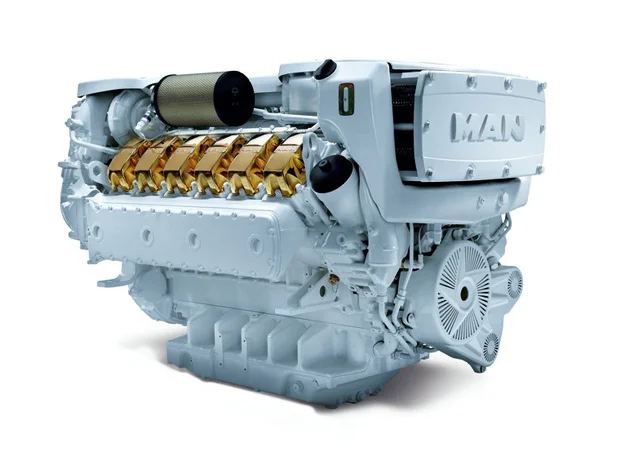 MAN marine engine V12 — compatible with SulNOxEco™ fuel conditioner